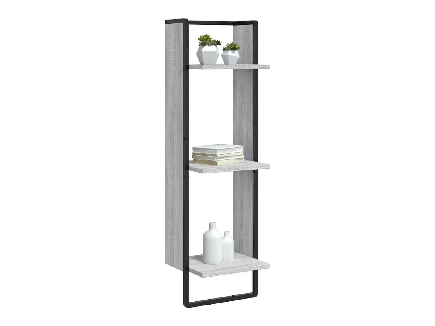 Estantería de pared de 3 niveles Sonoma gris 30x25x100 cm
