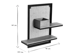 Estantería de pared doble en metal y mango macizo A60 cm RACK