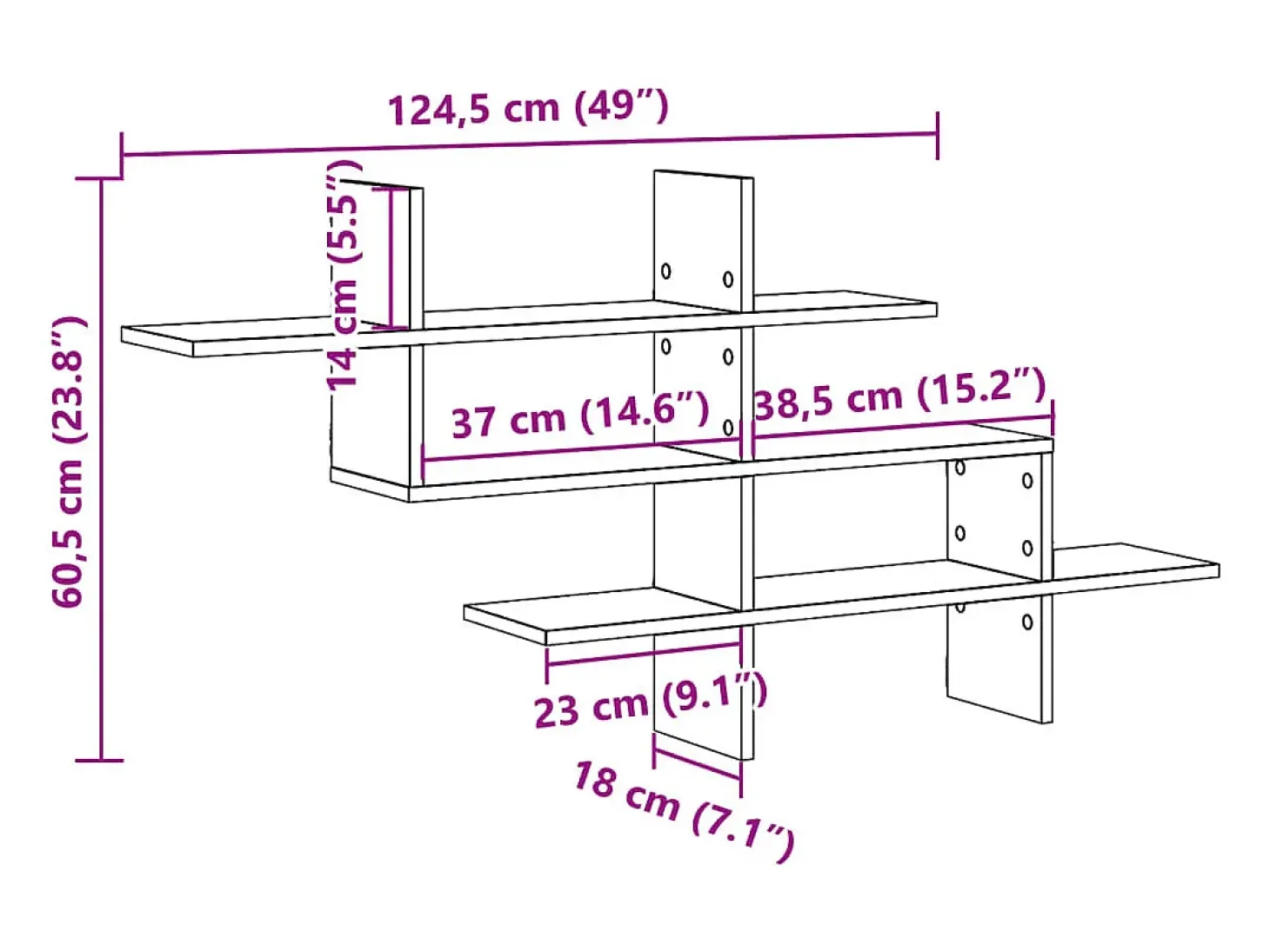 Estantería de pared madera ingeniería blanca 124,5x18x60,5 cm