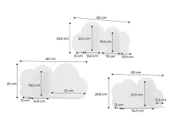 Estantería de pared nube para dormitorio infantil, set de 3 rosa