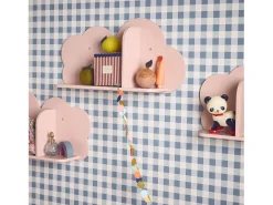 Estantería de pared nube para dormitorio infantil, set de 3 rosa