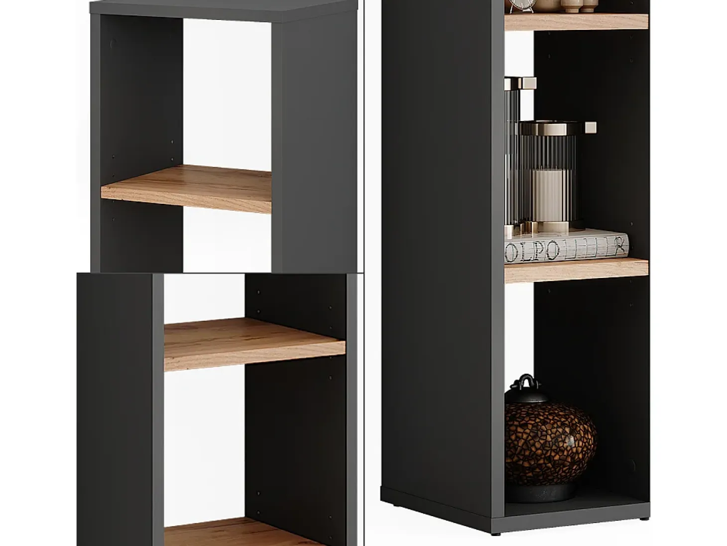 Estantería de pie antracita/roble dorado 21.6x24x80.1 orlando