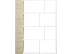 Estantería Decorativa, Librería, Separador Ambientes, Acabado en Roble y Blanco, Medidas: 176 cm (Alto) x 129 cm (Ancho) x 28 cm (Fondo) – Meyvaser