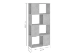 Estantería divisor de espacios gris hormigón 60x24x124,5 cm