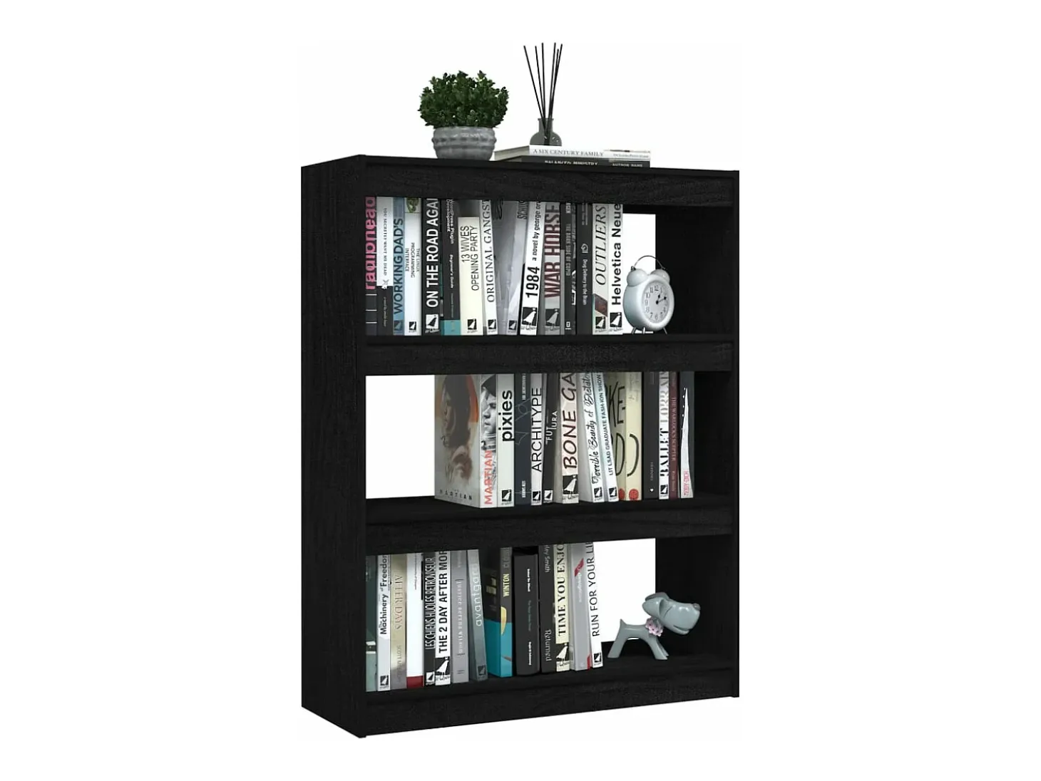 Estantería divisor de espacios madera pino negro 100x30x103 cm