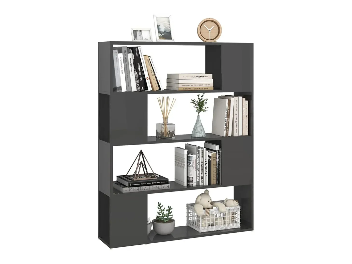 Estantería divisor de espacios gris con brillo 100x24x124 cm