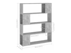 Estantería divisor de espacios gris hormigón 100x24x124 cm