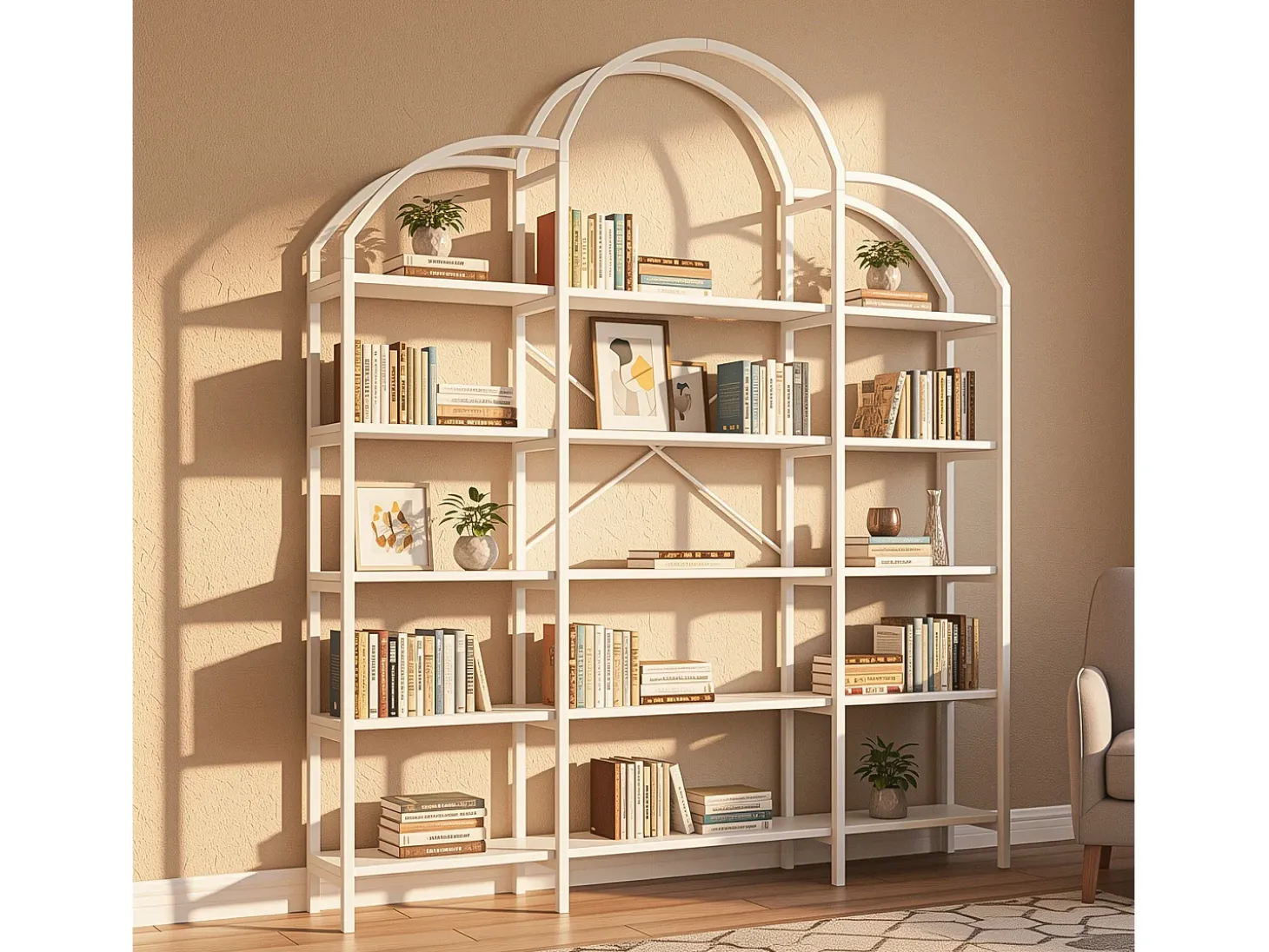 Estantería en forma de nube con 5 baldas - MDF y metal - Blanco