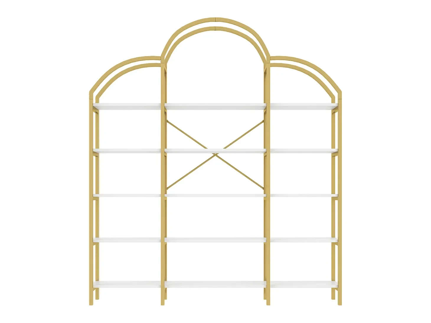 Estantería en forma de nube con 5 baldas - MDF y metal - Dorado y blanco