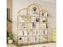 Estantería en forma de nube con 5 baldas - MDF y metal - Dorado y blanco