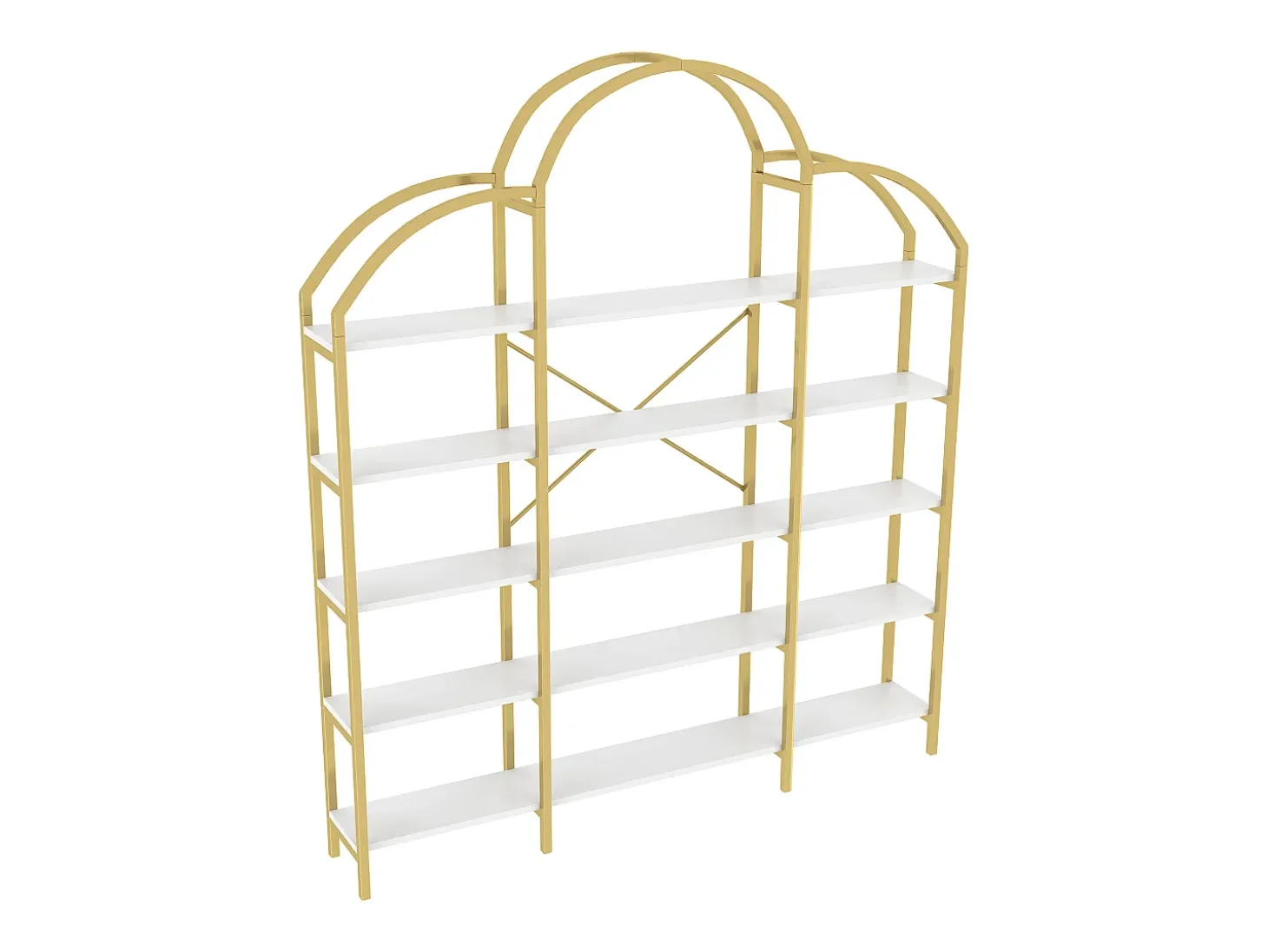 Estantería en forma de nube con 5 baldas - MDF y metal - Dorado y blanco