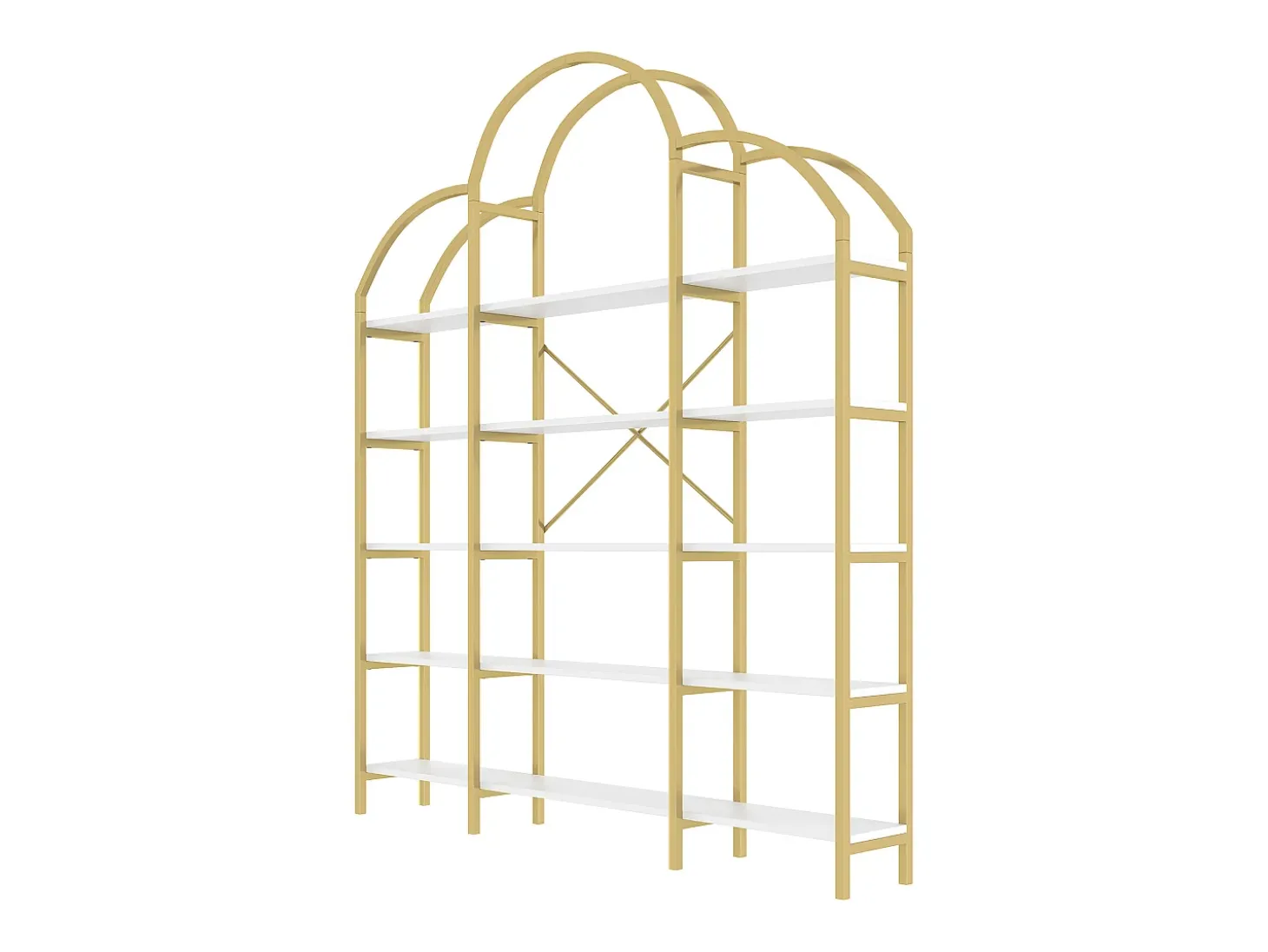 Estantería en forma de nube con 5 baldas - MDF y metal - Dorado y blanco