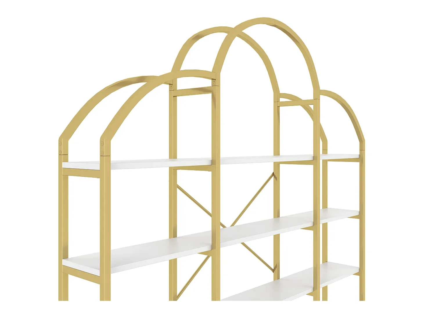 Estantería en forma de nube con 5 baldas - MDF y metal - Dorado y blanco