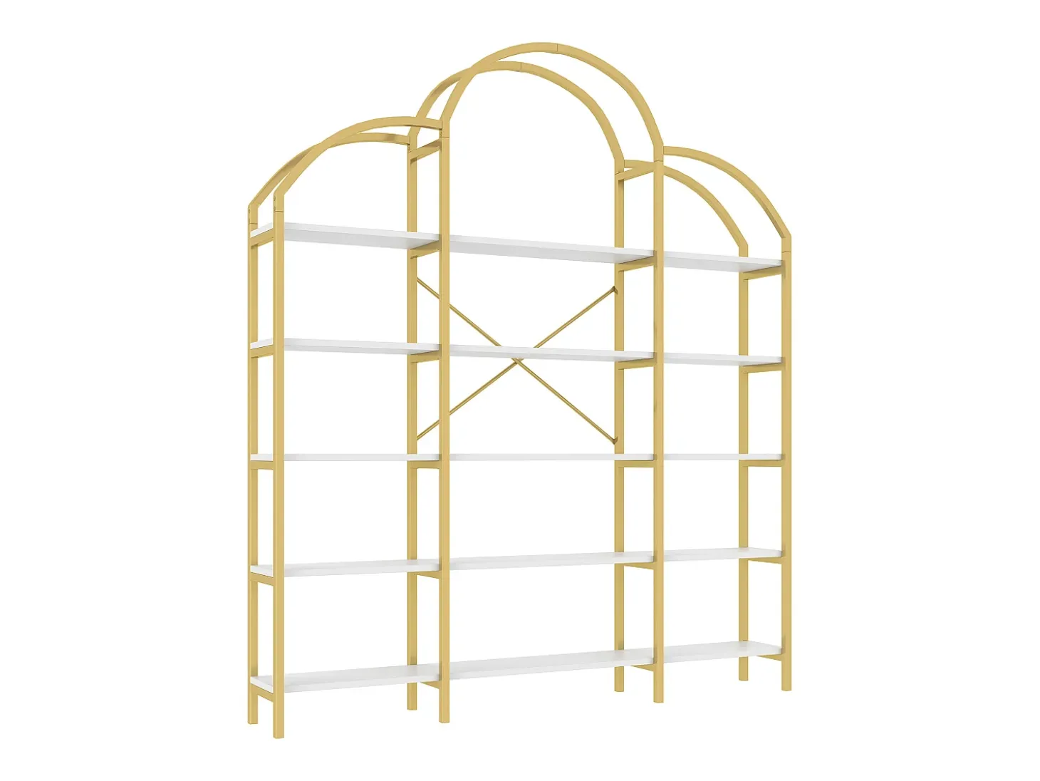 Estantería en forma de nube con 5 baldas - MDF y metal - Dorado y blanco