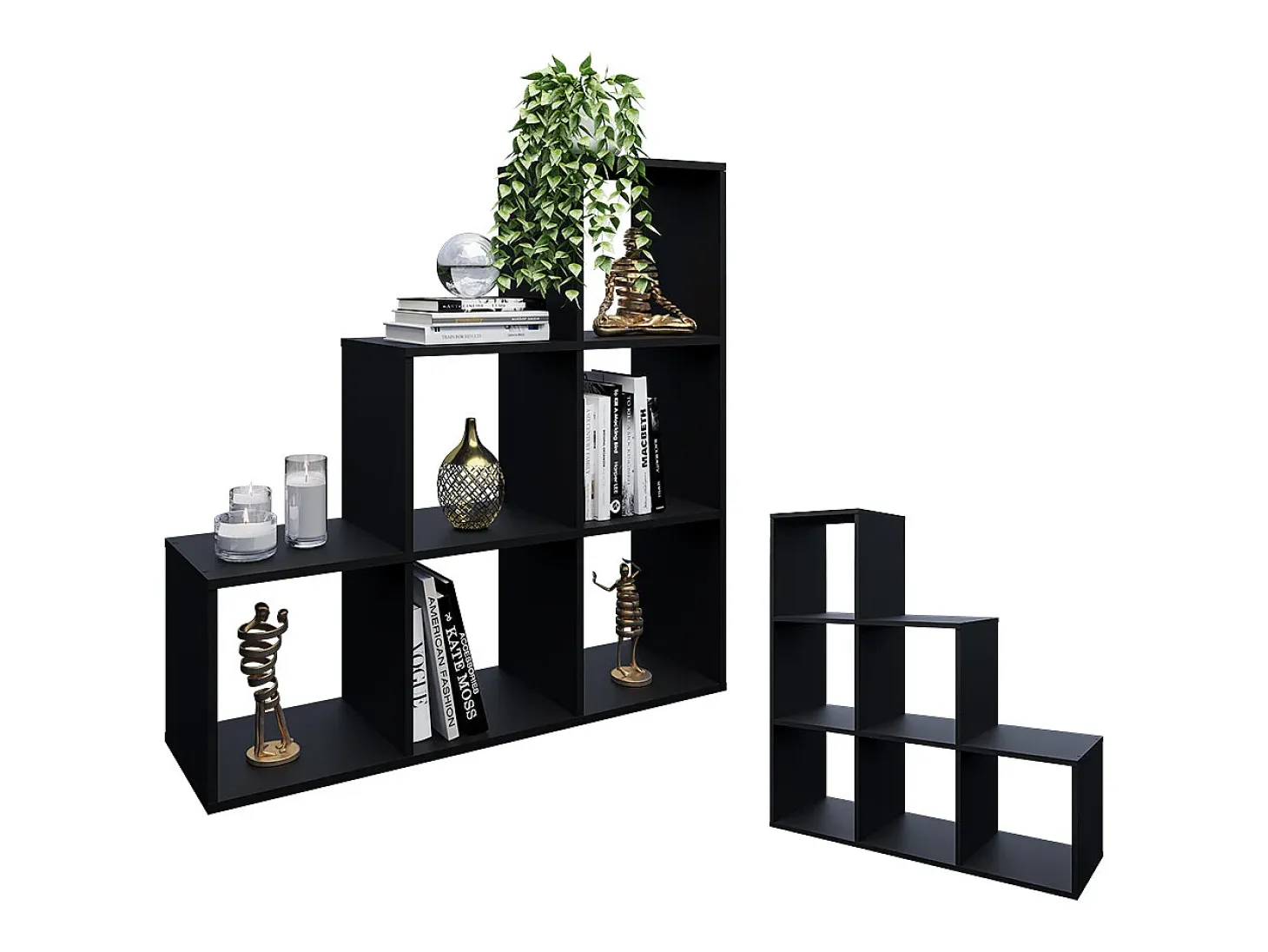 Estantería escalonada negro 107.2x29x107.8