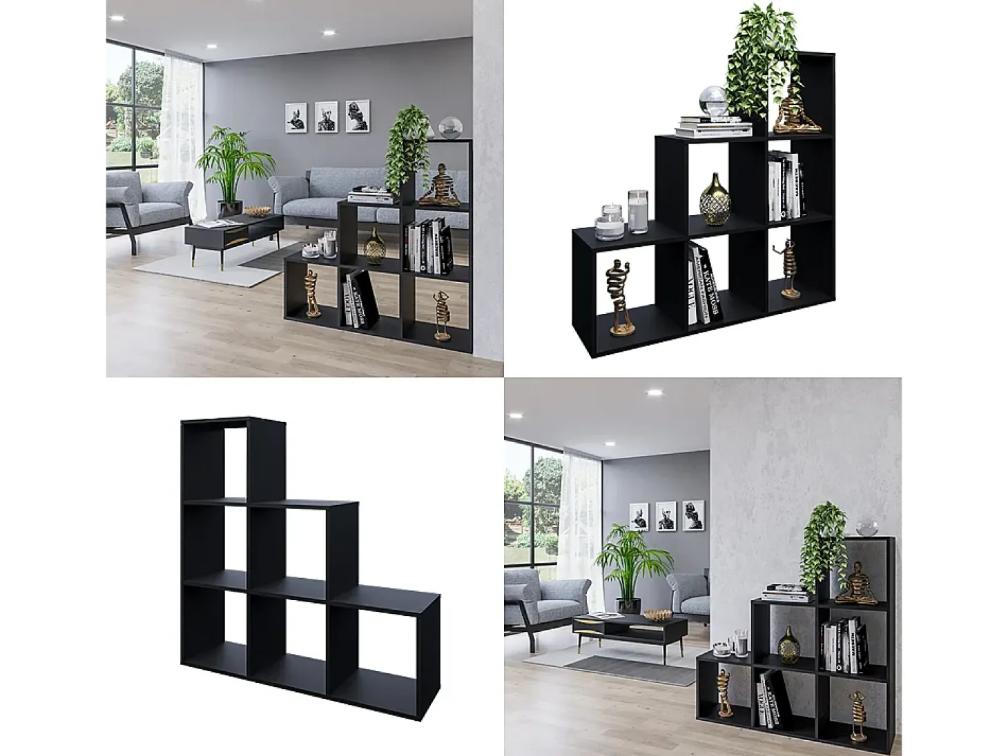 Estantería escalonada negro 107.2x29x107.8