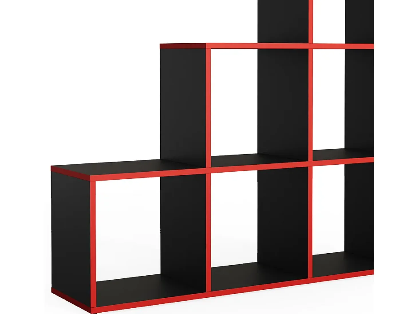 Estantería escalonada negro/rojo 107.2x29x107.8