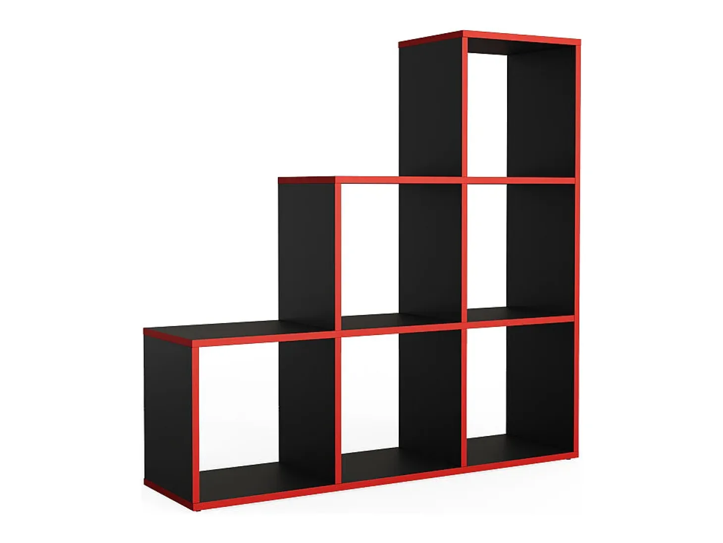 Estantería escalonada negro/rojo 107.2x29x107.8