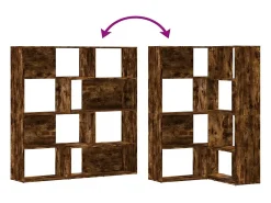 Estantería esquina 4 niveles madera roble ahumado 85x85x140 cm