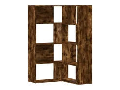 Estantería esquina 4 niveles madera roble ahumado 85x85x140 cm