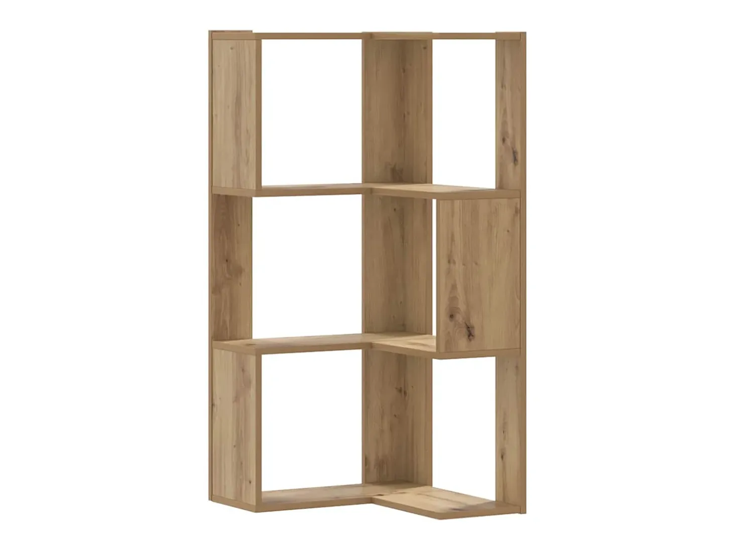Estantería esquina 3 niveles madera roble artisan 50x50x102 cm