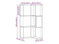 Estantería esquina 3 niveles madera roble artisan 50x50x102 cm