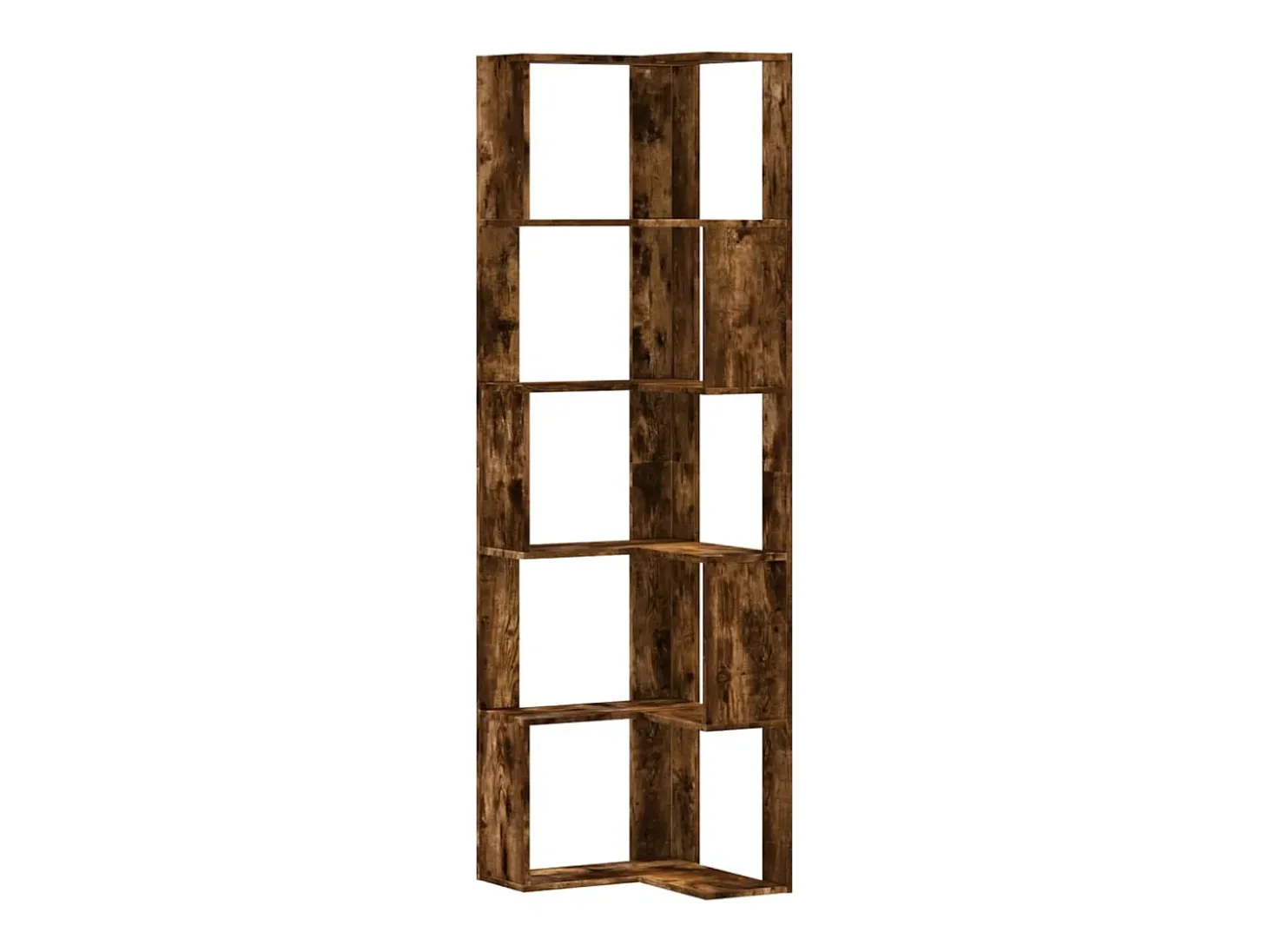 Estantería esquina 5 niveles madera roble ahumado 50x50x179 cm