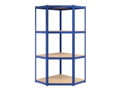 Estantería esquina 4 niveles madera contrachapada y acero azul ES821597