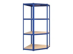 Estantería esquina 4 niveles madera contrachapada y acero azul ES821597