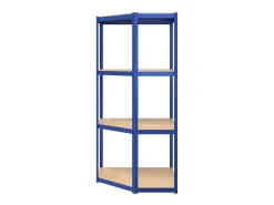 Estantería esquina 4 niveles madera contrachapada y acero azul ES821597