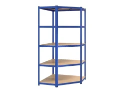 Estantería esquina 5 niveles madera contrachapada y acero azul ES405125