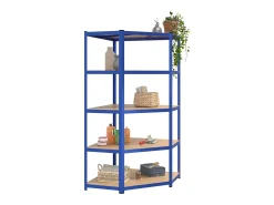 Estantería esquina 5 niveles madera contrachapada y acero azul ES405125