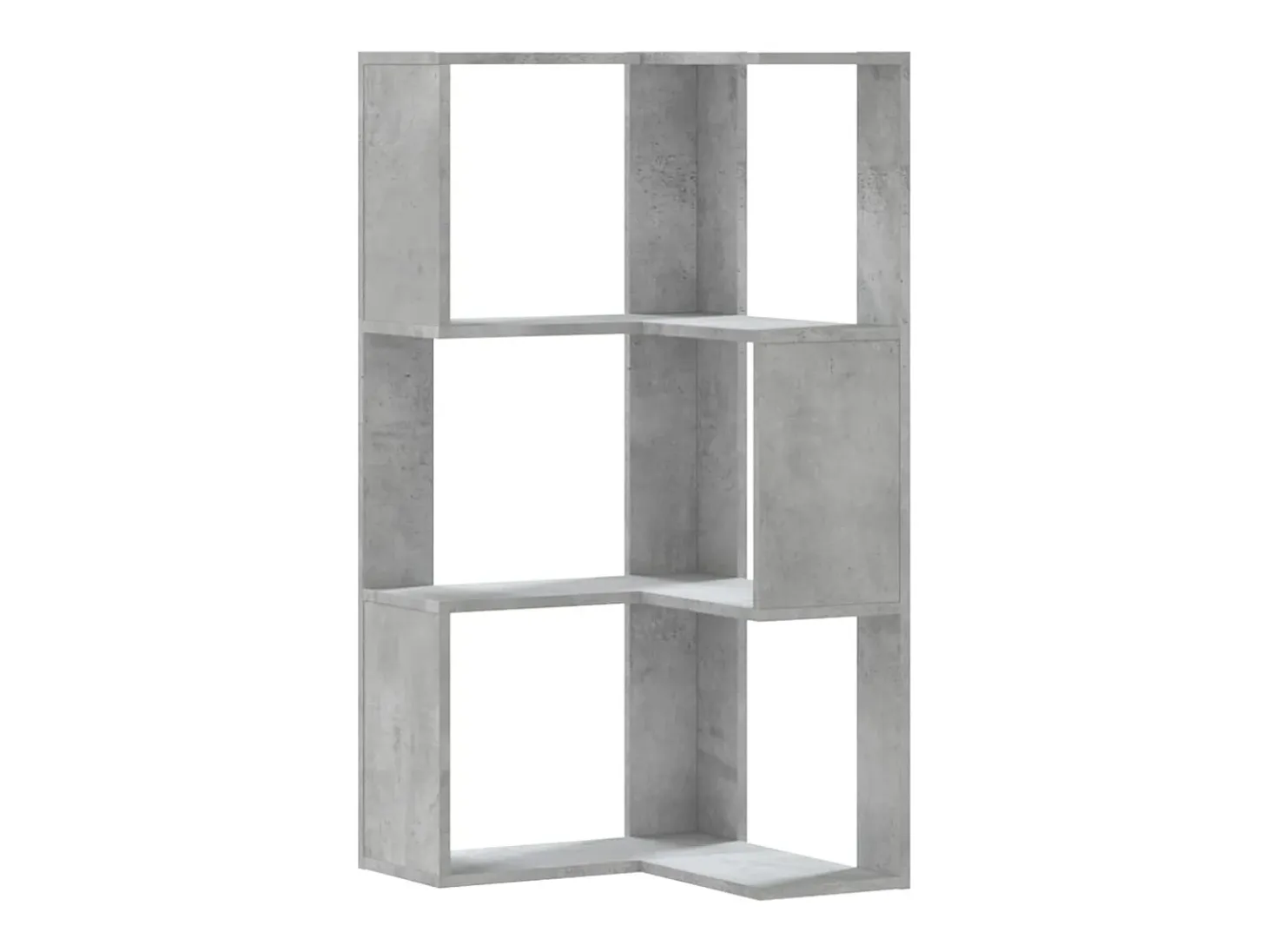 Estantería esquina 3 niveles madera gris hormigón 50x50x102 cm