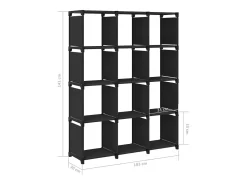 Estantería expositora 12 cubos Negro 103x30x141 cm Tela