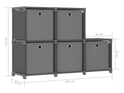 Estantería expositora 5 cubos y cajas Gris 103x30x72,5 cm Tela