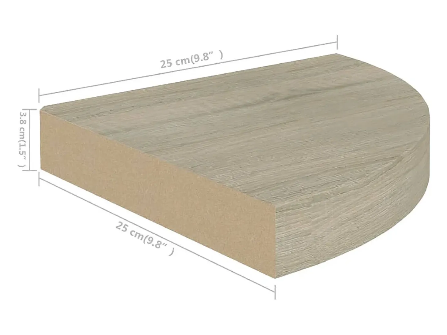 Estantería flotante de esquina roble 25x25x3,8 cm MDF