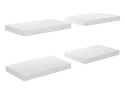 Estantería flotante de pared 4 piezas Blanco Brillo 40x23x3,8 cm MDF