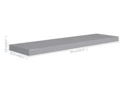 Estantería flotante de pared gris 90x23,5x3,8 cm MDF