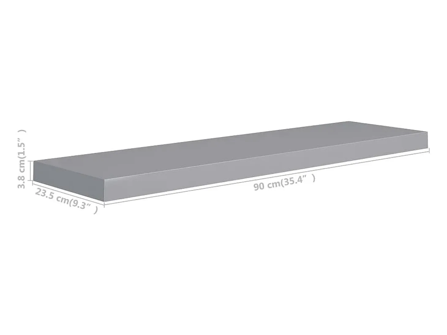 Estantería flotante de pared gris 90x23,5x3,8 cm MDF
