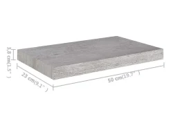 Estantería flotante de pared gris hormigón 50x23x3,8 cm MDF