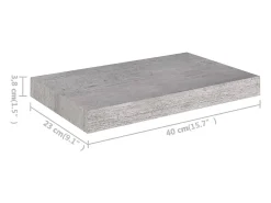 Estantería flotante de pared gris hormigón 40x23x3,8 cm MDF