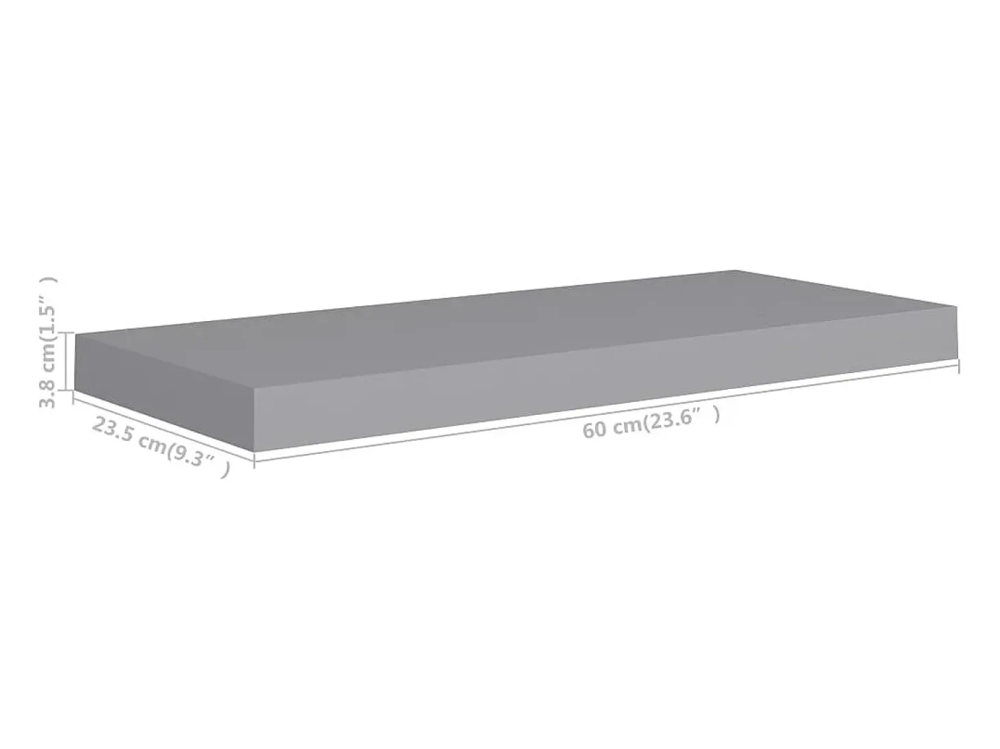 Estantería flotante de pared gris 60x23,5x3,8 cm MDF