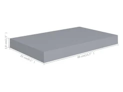 Estantería flotante de pared gris 40x23x3,8 cm MDF