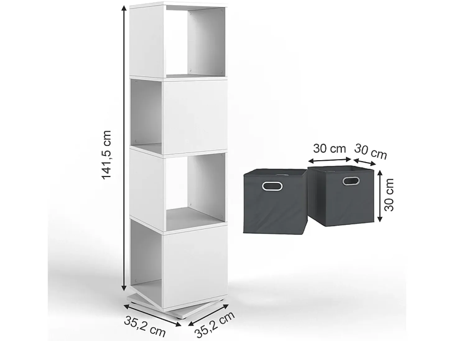 Estantería giratoria blanco 35.2x35.2x144.2