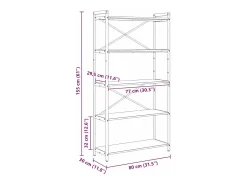 Estantería Gris sonoma 80 x 30 x 153 cm Madera contrachapada