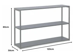 Estantería industrial baja de metal de 3 niveles, 120cm negro