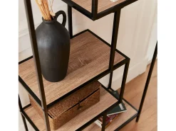 Estantería industrial de metal efecto madera, 6 niveles madera