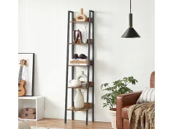 Estantería industrial de pie negra 5 estantes escalera para libros loft modern