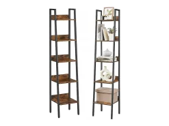 Estantería industrial de pie negra 5 estantes escalera para libros loft modern