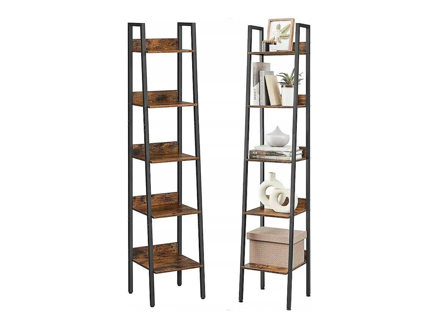 Estantería industrial de pie negra 5 estantes escalera para libros loft modern